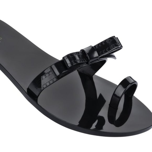 Melissa Black Bow Sandals - Picture 1 of 4